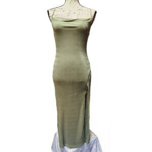 Petal and Pup Diani Slip Midi Dress Size 4 Side Slit Cami Straps Cowl Neck Party